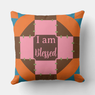 Blessed, Colourful Throw Pillow for Living Room