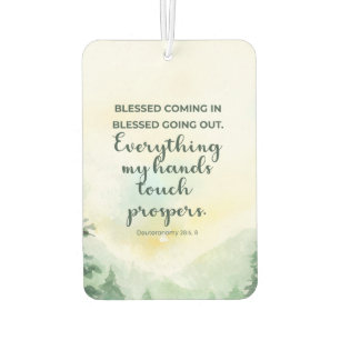 Blessed Coming In & Going Out, Green Watercolor  Car Air Freshener