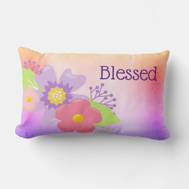 Blessed Cute Flowers And Pastel Colours Lumbar Cushion (Front)