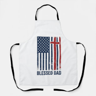 Blessed Dad Christian Flag Cross Vintage Shirt Des Apron