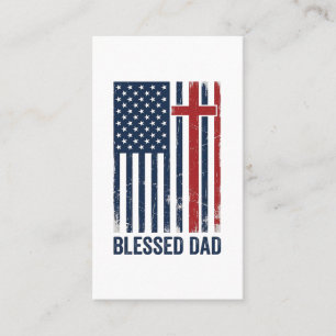 Blessed Dad Christian Flag Cross Vintage Shirt Des Business Card