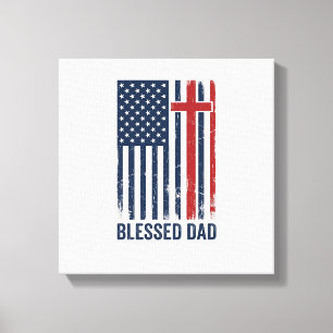 Blessed Dad Christian Flag Cross Vintage Shirt Des Canvas Print