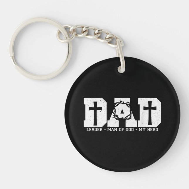 Blessed Dad Daddy Cross Christian Religious Father Key Ring (Front)