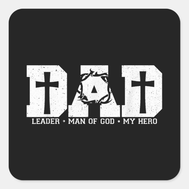 Blessed Dad Daddy Cross Christian Religious Father Square Sticker (Front)