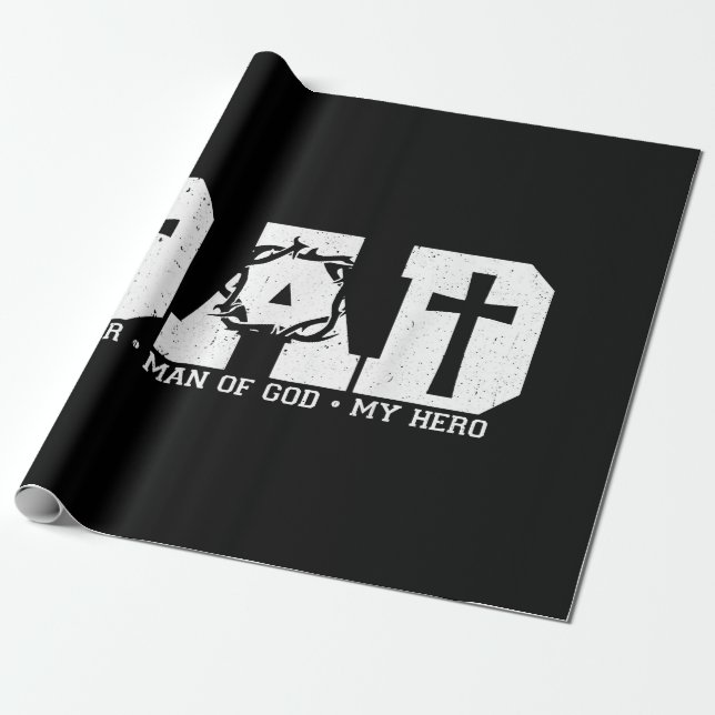 Blessed Dad Daddy Cross Christian Religious Father Wrapping Paper (Unrolled)
