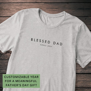 Blessed Dad Fathers Day Custom Year Modern Minimal Tri-Blend Shirt