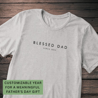 Blessed Dad Fathers Day Custom Year Modern Minimal Tri-Blend Shirt