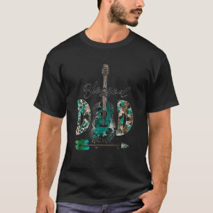 Blessed Dad Guitar Dad Western Leopard  Father's D T-Shirt