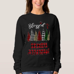Blessed Dental Assistant Leopard Plaid Christmas X Sweatshirt