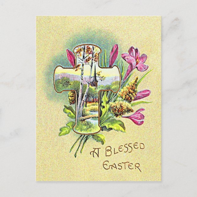 BLESSED EASTER by SHARON SHARPE Holiday Postcard (Front)