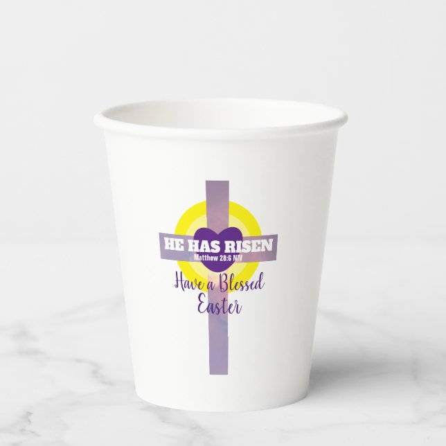 Blessed Easter Cross Bible Verse Resurrection Paper Cups (Front)