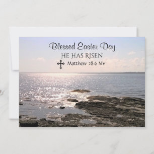 Blessed Easter Day Christ has Risen Ocean Photo Holiday Card
