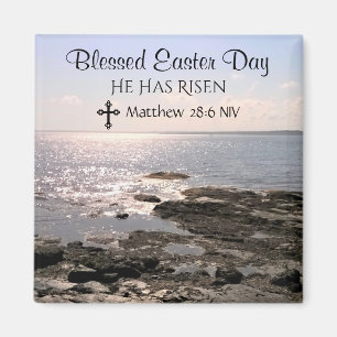 Blessed Easter Day Christ has Risen Ocean Photo Magnet