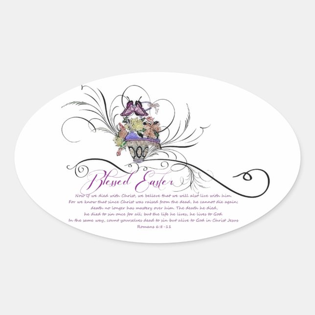 Blessed Easter Oval Sticker (Front)