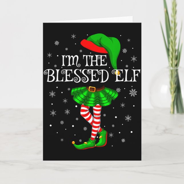 Blessed Elf Christmas Matching Family Women Girls  Card (Front)