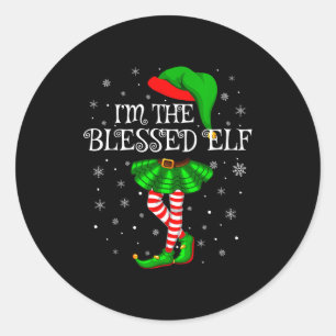 Blessed Elf Christmas Matching Family Women Girls  Classic Round Sticker