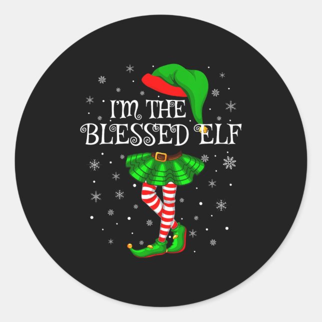 Blessed Elf Christmas Matching Family Women Girls  Classic Round Sticker (Front)