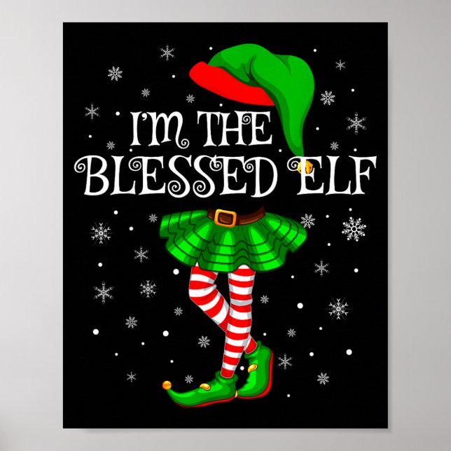 Blessed Elf Christmas Matching Family Women Girls  Poster (Front)
