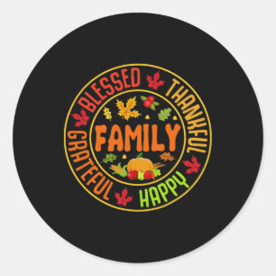 Blessed Fall Autumm Thanksgiving Women Family Classic Round Sticker