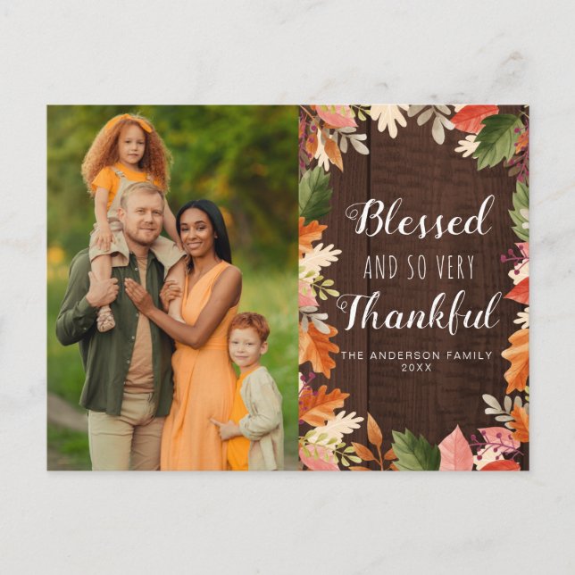 blessed fall leaves Thanksgiving Postcard (Front)