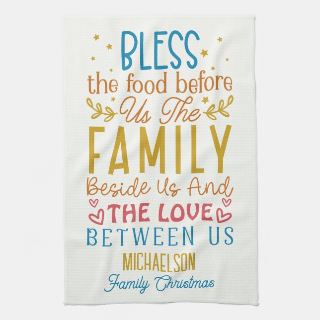 Blessed Family Christmas Prayer Tea Towel (Vertical)