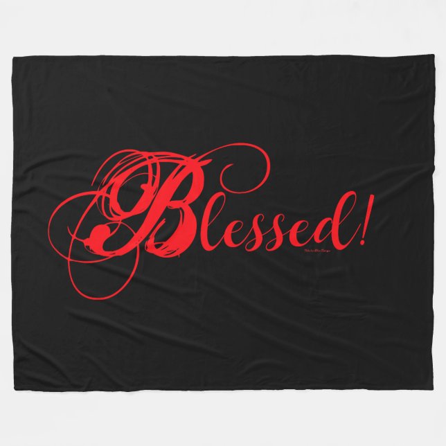 Blessed! Fleece Blanket (Black/Red) (Front (Horizontal))