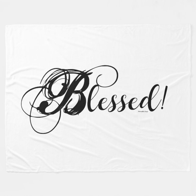 Blessed! Fleece Blanket (White/Black) (Front (Horizontal))