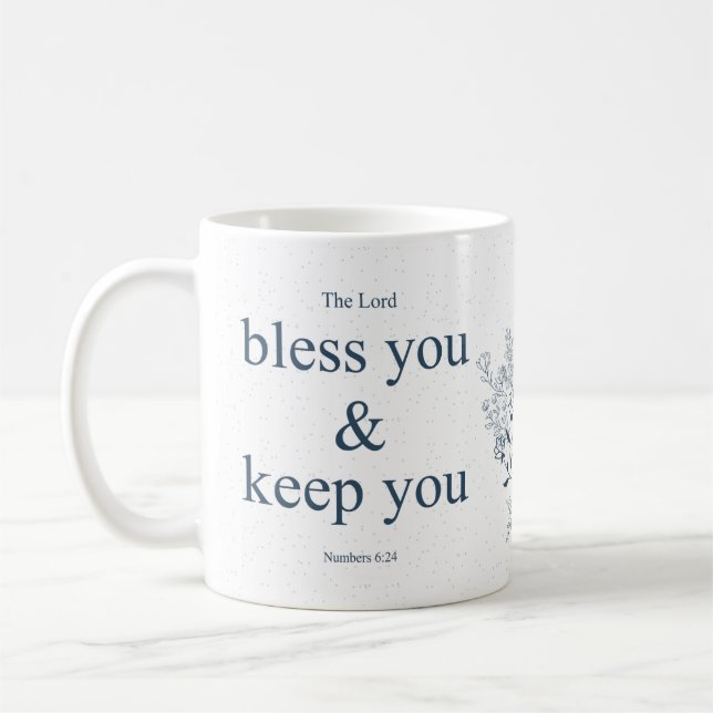 Blessed Floral Christian Wall Art Coffee Mug (Left)