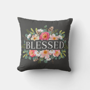 BLESSED - floral throw pillow