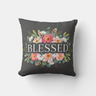 BLESSED - floral throw pillow
