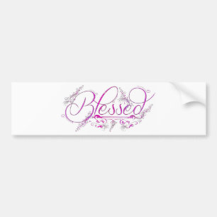 Blessed flourish fuchsia bumper sticker