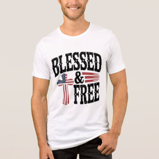 Blessed & Free | Patriotic American Flag Cross Tri-Blend Shirt