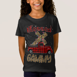 Blessed Gammy Christmas Red Truck Plaid Colour Fam T-Shirt