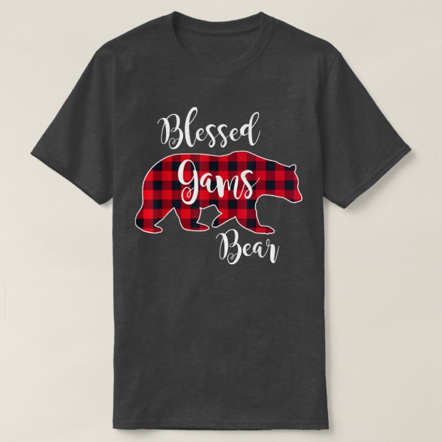 Blessed Gams Bear Red Buffalo Check Plaid Fun Gran T-Shirt (Design Front)
