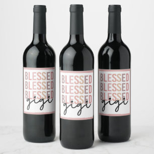 Blessed Gigi Gifts for Gigi Grandma Wine Label