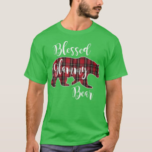 Blessed Glammy Bear Red Tartan Plaid Grandma Gift  T-Shirt