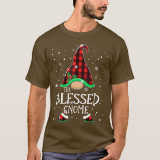 Blessed Gnome Buffalo Plaid Matching Family Christ T-Shirt