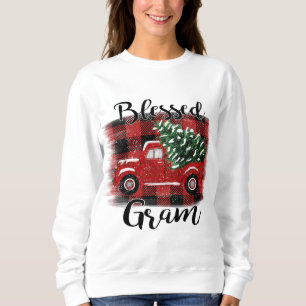 Blessed Gram Red Truck Vintage Christmas Tree Sweatshirt
