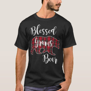 Blessed Grams Bear Red Tartan Plaid Fun Grandma Gi T-Shirt