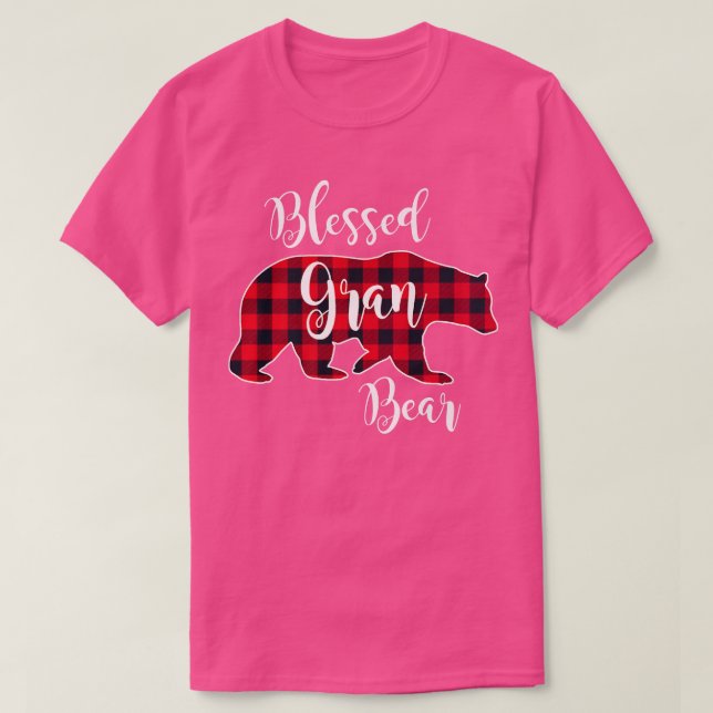 Blessed Gran Bear Red Buffalo Check Plaid Fun Gran T-Shirt (Design Front)