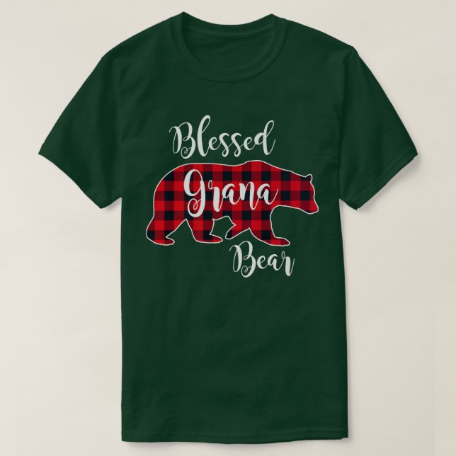 Blessed Grana Bear Red Buffalo Check Plaid Fun Gra T-Shirt (Design Front)