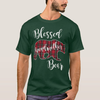 Blessed Grandmother Bear Red Tartan Plaid Fun Gran T-Shirt