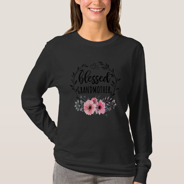 Blessed Grandmother  For Women Floral Decor Mother T-Shirt (Front)