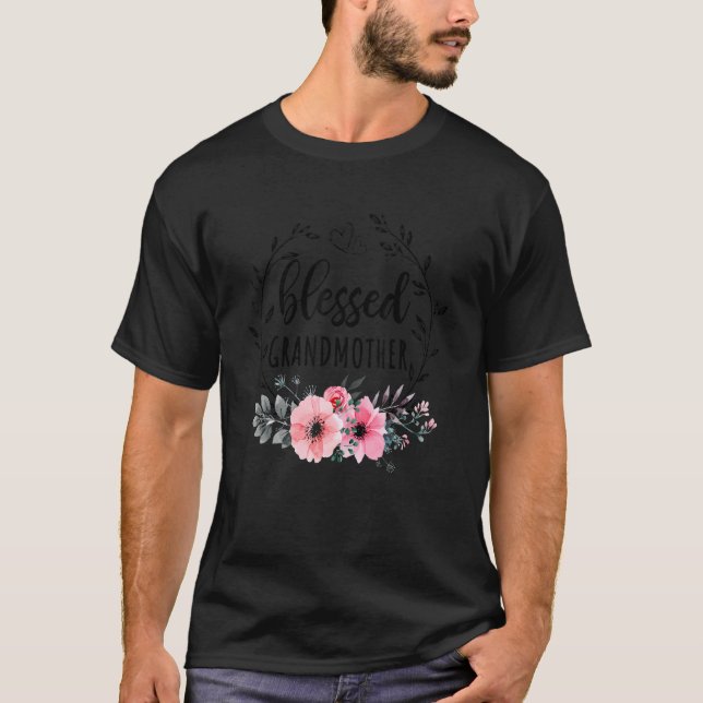 Blessed Grandmother  For Women Floral Decor Mother T-Shirt (Front)