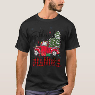 Blessed Grandpa Plaid Red Truck Tree Lights Christ T-Shirt