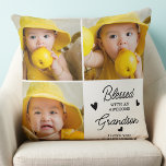 Blessed Grandparents Custom Grandson 3 Photos Cushion<br><div class="desc">Celebrate your grandparents with a custom photo collage pillow. This unique grandparents pillow is the perfect gift whether its a birthday, Grandparents day or Christmas from the grandchildren. Phrase "Blessed with an awesome Grandson" can be personalised for granddaughter. Personalise with 'I Love You and grandchilds name and two of your...</div>