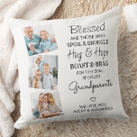 Blessed Grandparents Grandchildren Photo Collage Cushion<br><div class="desc">Celebrate your grandparents with a custom photo collage pillow. This unique grandparents pillow is the perfect gift whether its a birthday, Grandparents day or Christmas. We hope your special keepsake grandparent gift will become a treasured keepsake for years to come. . Quote " Blessed are those who Spoil & Snuggle,...</div>