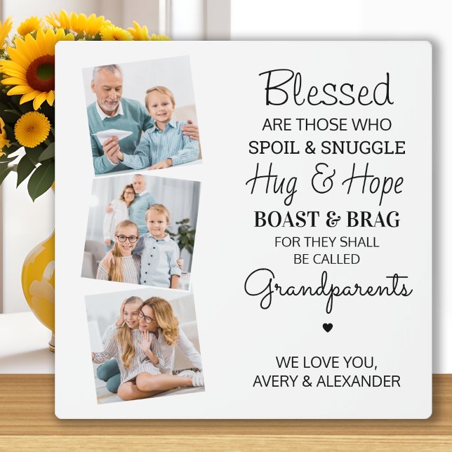 Blessed Grandparents Grandchildren Photo Collage Plaque (Creator Uploaded)