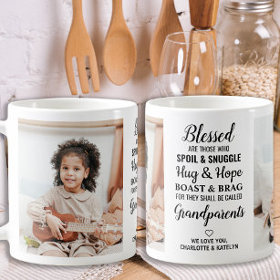 Blessed Grandparents Modern Personalised 2 Photo Coffee Mug
