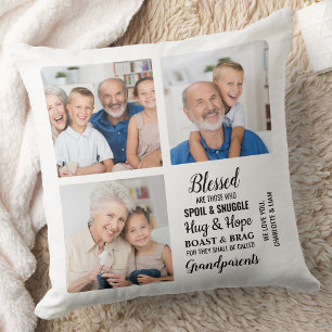 Blessed Grandparents Personalised 3 Photo Collage Cushion